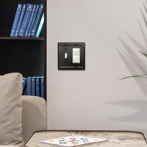 OKAWYC Toggle/Decorator Light Switch Cover Adler Metal Wall Plate, 2-Pack Aged Bronze 2 Gang, for Receptacle Dimmer Switch GFCI Outlet, Switch Cover Decorative Wallplate, Durable - style: Toggle/Decorator 2PK