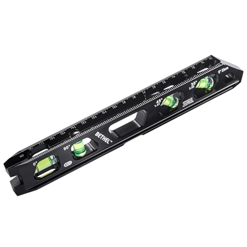 BETHEL 9 Inch Magnetic Torpedo Level with 4 Bubble Vials, V-Groove & Magnetic Rails, Black Aluminum Alloy Construction - color: Black 9in