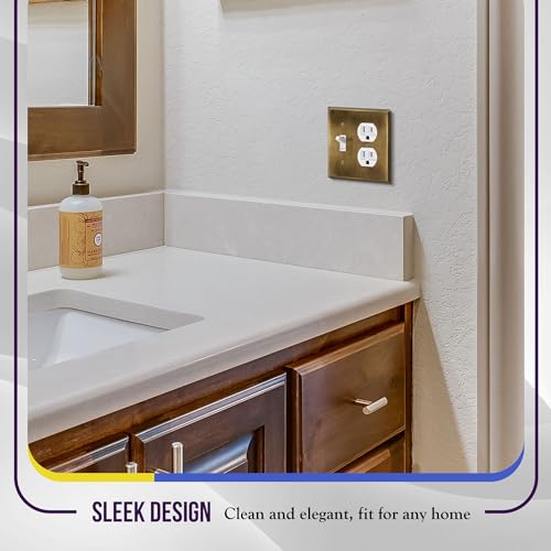 ENERLITES Combination Toggle & Duplex Metal Wall Plate, Antique Brass - color: Antique Brass, size: Standard Size