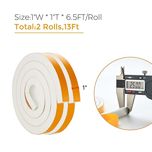 Ravinte Weather Stripping Door Seal, 1 x 1 Adhesive Foam Tape, 13 FT - color: White, size: 1In x 1In x 13Ft