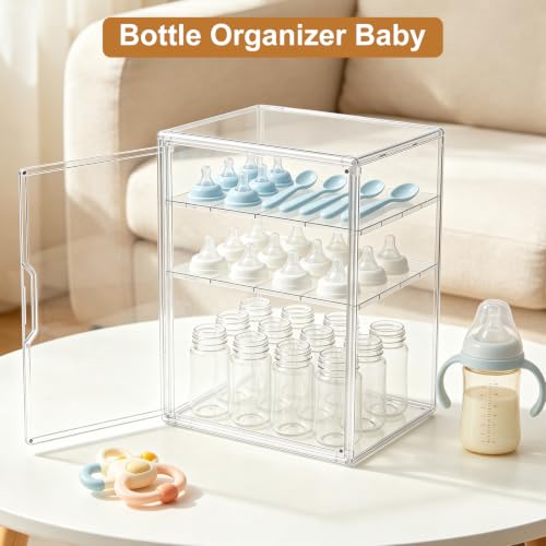 ERTIUANIO Baby Bottle Organizer for Countertop Cabinet Storage - size: Large, style: 3-Tier Single-Door