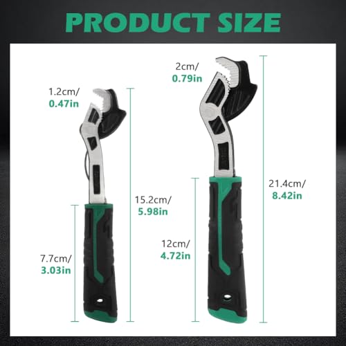 2PC Adjustable Wrench, Multi-function Wrench With Non-Slip Handle Self-Adjusting Spanner Power Grip Pipe Wrenc-h 12mm-20mm Nuts, Pipes for Car, Bicycle & Plumbing Repairs