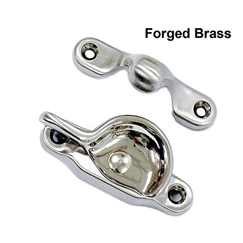 QCAA Forged Brass Sash Lock in Solid Brass, CTC 2", Satin Nickel Brushed US15, 2 Pack - color: Satin Nickel Brushed, size: 2 Pack
