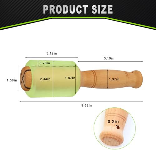 Wood Carving Mallet 12 oz - Non-Slip Woodworking Hammer for Chisels, Gouges & Carving Tools, Light Green Urethane Head - color: Greener
