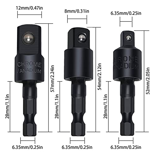 CIGOTU Right Angle Drill Adaptor,4-in-1 Impact Drill Bit Extension,360° Rotatable 1/4 3/8 1/2" Impact Grade Socket Adapter Set,105 Degree Angle Screwdriver Drill Bit for Household Workplace Industry - color: 4*black