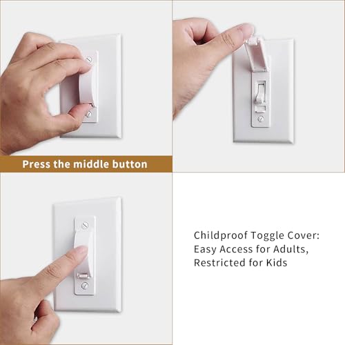 Child Proof Light Switch Cover Guard, 2 Pack Toggle Switch Lock,White - color: White, size: 2 Pack