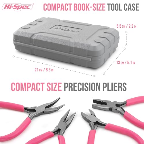 Hi-Spec 11pc Pink Womans Compact Crafts & Home DIY Repair Hand Tool Kit Set with Pliers, Cutters and Precision Screwdrivers for Ladies - size: 11pc