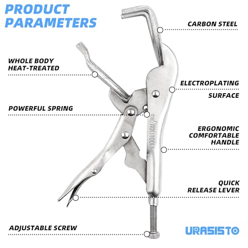 URASISTO 10" Locking Pliers, Metal Welding Clamp, Quick-lock Release for Easy Removal