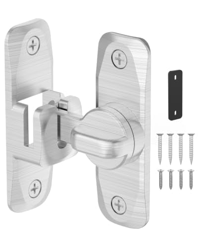 90/180 Degree Barn Door Latch Lock with Spacer, Silver, 1 Pack - color: Silver-1Pc
