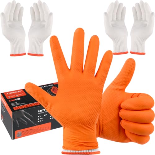 ANBOSON BBQ Gloves Disposable, Heat Resistant Grilling Gloves for Cooking - size: X-Large, style: 10mil Nitrile - Orange