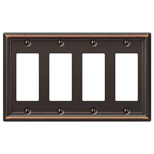 Amerelle 149R4DB Chelsea Wallplate, 4 Rocker, Steel, Aged Bronze, 1-Pack - color: Aged Bronze, size: 4 Rocker-GFCI