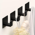 Adhesive Towel Hooks, Shower Hooks for Hanging Robe, Coat, Hat, Loofah, Heavy Duty Wall Hooks Stick on Bathroom, Kitchen and Office (4 Pack, Black) - color: Black, size: Adhesive "7" Shape -4 Pack