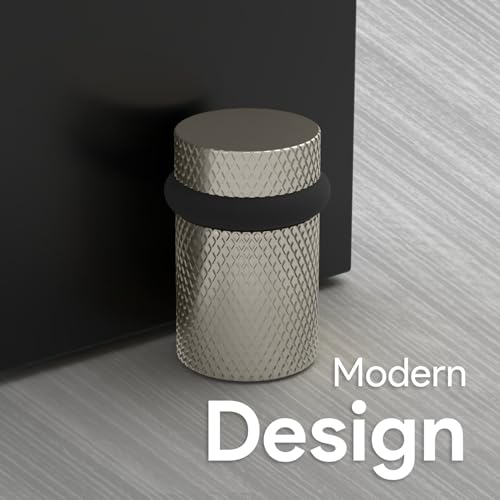 Mega Handles Knurled Floor Door Stopper Satin Nickel (4-Pack) - Floor Mount - color: Satin Nickel, size: 4 Pack