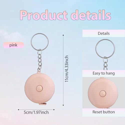 Mini Measure Tape 79 Inch/2M Dual Sided Retractable Tape Measuring for Body,Sewing, Cloth, Furniture,Height (Pink) - color: Pink