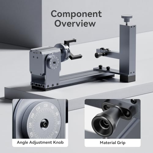 Longer Rotary Roller Series,Rotary Chuck for RAY5/B1/Nano,Other Frame Engraving Machines(Must with 12Pcs Risers),Y-Axis Rotary for Engraving Cylindrical Objects,Glasses,Tumblers,Size 369 * 80 * 145mm - size: 369 * 80 * 145mm
