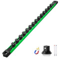 Reniteco Magnetic Socket Organizer, 3/8” Aluminum Alloy Rail, 14 Clips - color: Green, size: 3/8-inch Drive