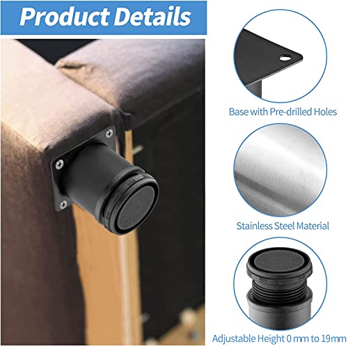 3 Inch Metal Furniture Legs Stainless Steel Adjustable Legs Black Metal Legs Round Cabinet Legs for Coffee Table Cabinet Desk Sofa Shelves, Pack of 8 - color: Black, size: 3"