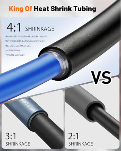 600PCS Heat Shrink Tubing Kit, 4:1 Ratio Adhesive Lined Tubes