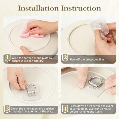 Bilillo 20 Pack Plate Hangers for The Wall, Invisible Adhesive Plate Hangers for Display, Premium Adhesive Picture Hangers for Plates, Photo Frames, Paintings & Wall Decor, 2.2 x 2.2 Inch - style: 20 Pack D-Shaped