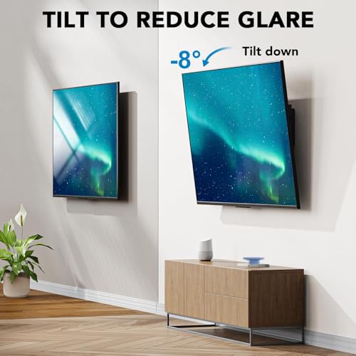 Pipishell Tilt TV Wall Mount Bracket Low Profile for Most 23-55 Inch LED LCD OLED 4K Flat Curved TVs up to 99lbs Max VESA 400x400mm, 8° Tilting for Anti-Glaring, Fits 8-16 inch Wood Stud - size: 23"-55" Tilt TV Wall Mount