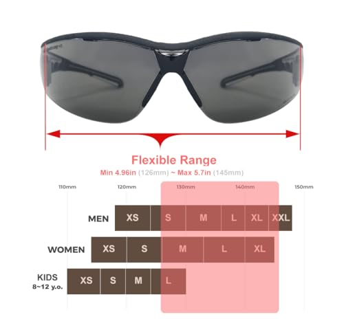 HTS HUNTERSKY Super Flexible Lightweight Anti Fog Wrap-Around U6 Clear Shooting Safety Glasses with ANSI Z87.1 Scratch Resist - color: Black / Smoke / Clear (2 Pack)