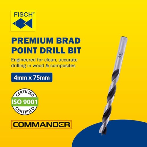 Premium Brad Point Drill Bit - High-Accuracy Woodworking Size: 4mm x 75mm - size: 4 mm x 75 mm (Pack of 1)