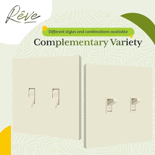TG Mid-Size Screwless Double Toggle Light Switch Cover Plate, Light Almond - color: Light Almond, size: 2 Gang