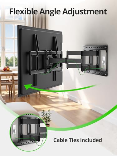 USX MOUNT 85 86 90 98 100 inch Heavy Duty Full Motion TV Wall Mount for 42-100" TVs, TV Mount with Swivel, Tilt & Leveling, Wall Mount Bracket Up to 170lbs, Max VESA 800x600mm, Fits 16/18/24" Studs. - size: 42-100 inch