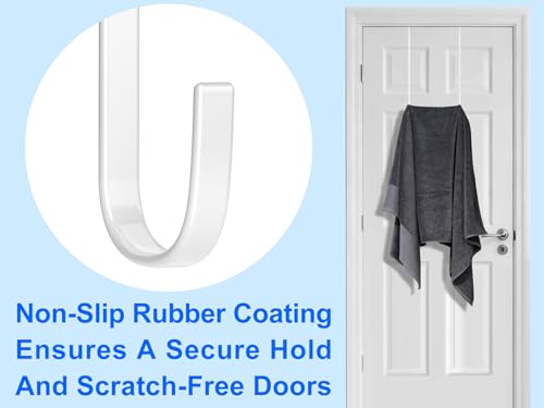 Single Extra Long Over Door Steel Hooks 4 Pack Fit 1-3/8" Door 14.2" White - size: 14.2"Length