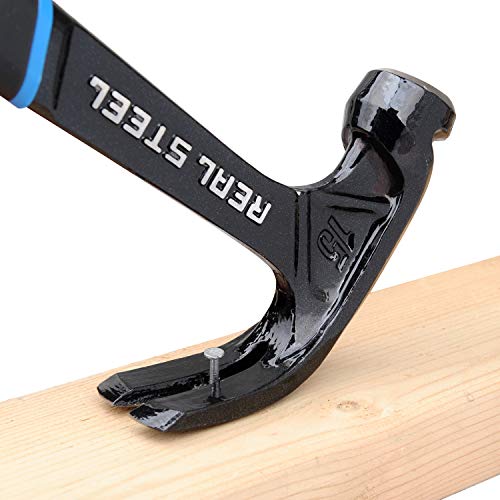 Real Steel 15 Oz One Piece Forged Curve Claw Framing Hammer with Cushion Grip 0516 - size: 15 oz