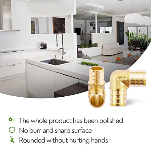 Litorange 3/4 inch T PEX Tee & 90 Degree Elbow & Straight Coupling 3/4" (pack of 9) Lead-Free Brass Barb Crimp Pipe Fitting/Fittings