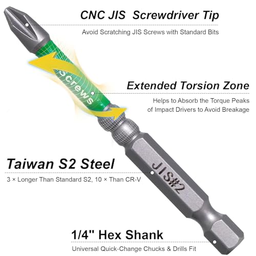 7pcs JIS Screwdriver Bit Set - 3" / 75mm - Impact Ready Japanese Cross Point Bits #1, #2, #3 - Taiwan S2 Steel, Magnetic Tips - Anti Cam-Out Repair Kit Compatible with Honda, Tamiya, Shimano - size: JIS-Mix-3"