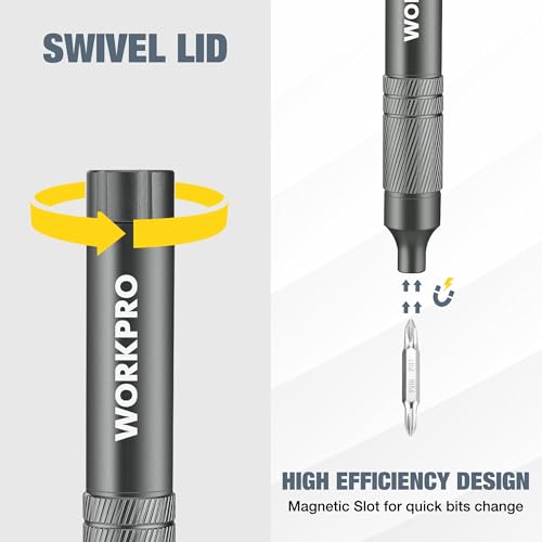 WORKPRO 24 in 1 Multi Bit Mini Screwdriver Set Magnetic, Grey - color: Dark Grey