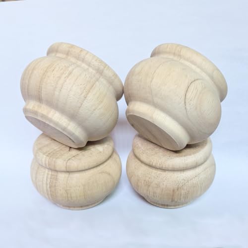 2 Inch Wooden Furniture Legs Unfinished Wood Bun feet, Wood Sofa Replacement Legs for Armchair Cabinet Chair Dresser Home DIY Projects Set of 4 (2 Inch) - size: 2 Inch