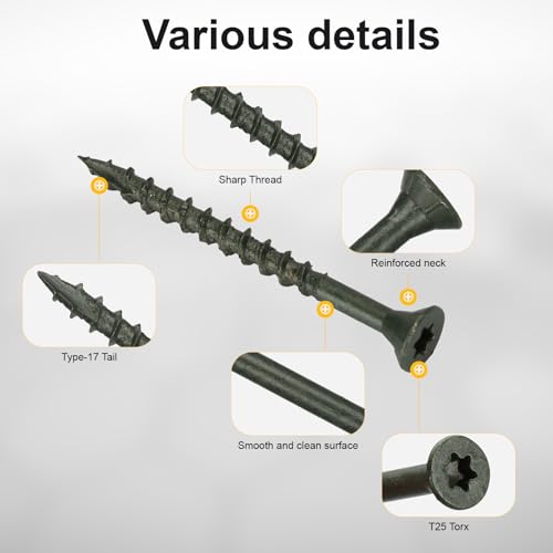 Deck Screws #8 x 2’’, T25 Star Torx Drive Flat Head Wood Screws, Green, 5lb - color: Green, size: 8X2’’