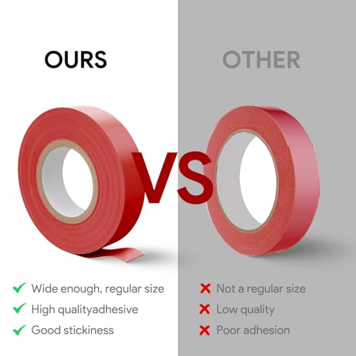 Flame Retardant Red Electrical Tape; 3/4 Inch * 66 Feet; PVC Electric Tape for Under 600V Electric, Repair, Home Outdoor Indoor Wire Insulation, 5℉ to 221℉ (1, Red) - color: Red