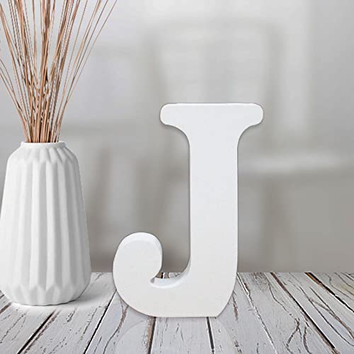 AOCEAN 4 Inch White Wood Letters Unfinished Wood Letter for Wall Decor Decorative Standing Letters Slices Sign Board Decoration for Craft Home Party Projects (J) - style: J