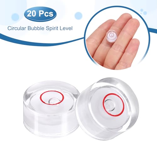 HARFINGTON 20pcs Circular Bubble Spirit Level 12x6mm Mini Round Bubble Spirit Level Little Measuring Layout Tools for TV Industrial Carpentry Picture Frame, White/Red - color: White/Red, size: 12x6mm