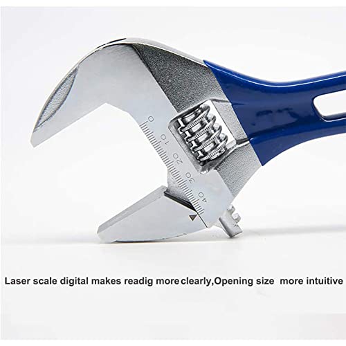 8”(200mm) Short Handle Adjustable Wrench with 1.7”(44mm) Wide Jaw Opening for Plumbing Auto Repair Home Maintenance