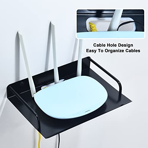 HNVNER Metal Floating Wall Shelf for Router & Cable Box, 10.3x8 Inch - color: 1 Layer-small-1pcs