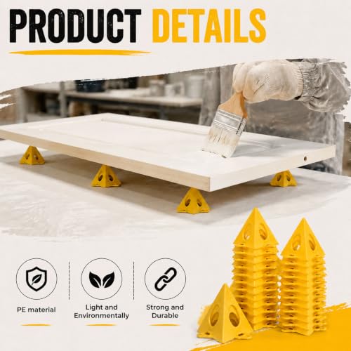 RUGLAMZHIP 40PCS Painters Pyramids, Painters Pyramid Stands. | Painter's Stands & Mini Tripods for Door Risers, Cabinet Doors, Paint Tent, Woodworking Tools, Cabinet Pouring Accessories - style: Yellow-40pcs