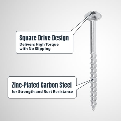 POWERTEC 100 PK Pocket Hole Screws, Maxi-Loc Head, #2 Square Drive, 2-1/2" Coarse Thread for Pocket Hole Jig, Heavy-Duty Workbenches, Lumber, Large Table Legs & Planter Boxes (72266) - style: 100PK 2-1/2" Coarse Maxi-Loc Screws