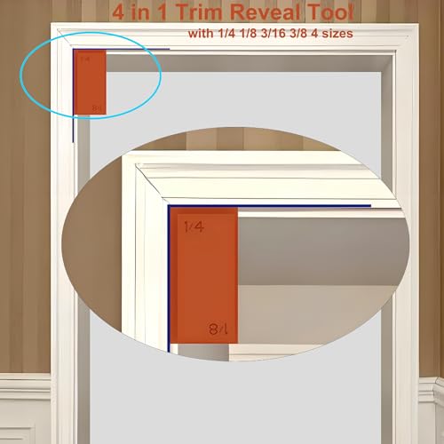 4-in-1 Trim Reveal Tool - 1/8", 3/16", 1/4", 3/8" - Precision Trim Gauges - Non-Damaging Hard Plastic Door Reveal Marking Tools for Accurate Jamb Marking - Wood Reveal Spacing Tool (Orange) - size: 4in1 orange