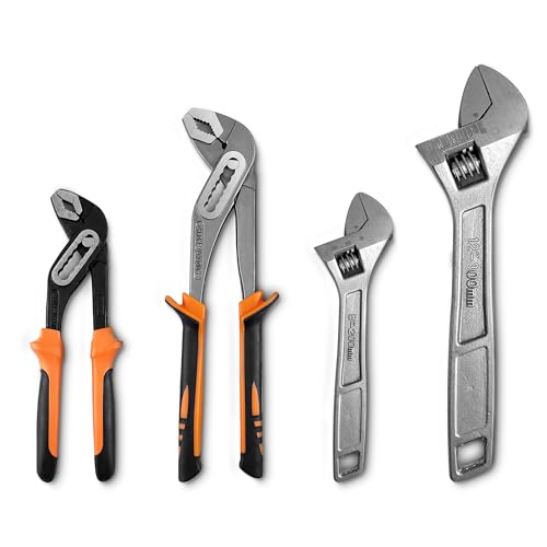 4-Piece Wrench Pliers Set,8 & 12 Inch Adjustable Wrench Set with 8 & 10 Inch Groove Joint Pliers for Home Repair - style: 4 Pack 8" & 10"&12"