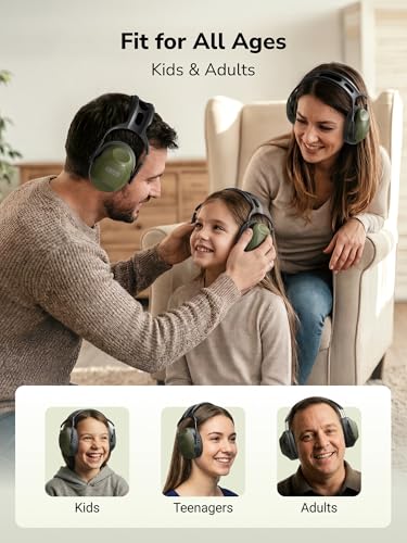 Dr.meter Ear Protection Ear Muffs, Noise Cancelling Headphones for Adults - color: Army Green