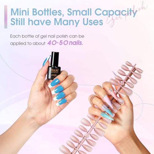 ROSALIND 30PCS Pastel Gel Nail Polish Set,26 Bright Colors Gel Polish | with Base Gel Top Coat (Glossy Matte and Glitter),Pastel Summer Nail Gel Polish, Soak Off U V Manicure Rainbow for Women - color: Neon bright colors