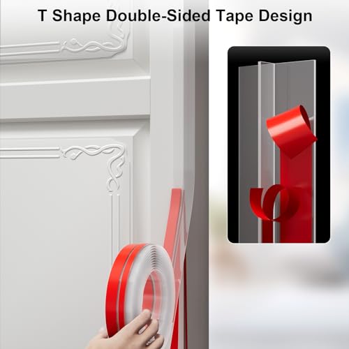 Elvone T-Shaped Weather Stripping Seal, Clear Silicone, 1.37 in x 20 ft - color: Clear, size: 20FTX1.37IN