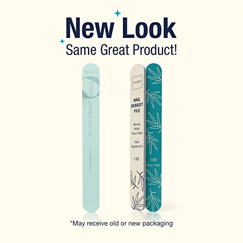 Onsen Secret Japanese Nail File - Professional 20-Pack Nail Files, Double Sided Natural & Acrylic Filers - 120/180 Grit - Disposable, Salon Smooth | Best Onsen File for Shiny Nails - size: 20 Nail Files