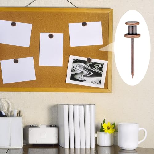 Watersay 50 Pcs Double Headed Picture Hanging Nails, Red Bronze, Gongzi - color: Red Bronze, style: Gongzi