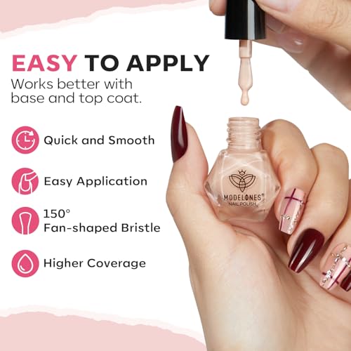 modelones Quick Dry Nail Polish Set, 6 Colors Red Nude Gold Glitter - color: A3 Red Glitter